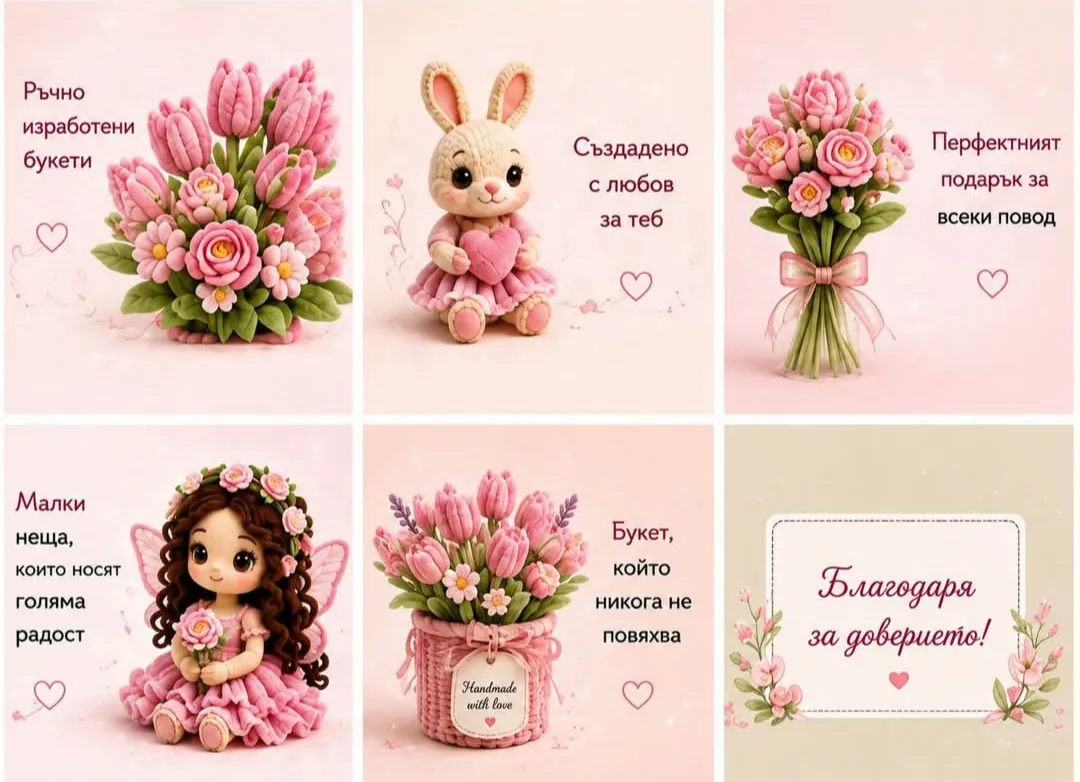 Декоративни цветя и аранжировки в Любимец – Plushie Creations - Ръчно изработени плюшени букети, персонализи… – снимка 2