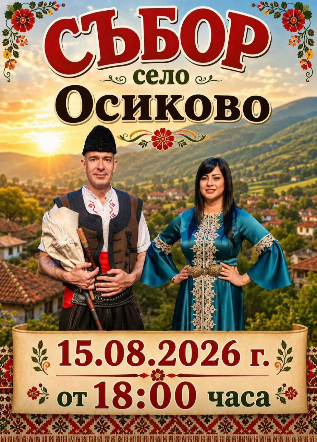 Фолклорни фестивали и събори в Осиково – Традиционен събор на село Осиково, община Девин 15 август 2026г.